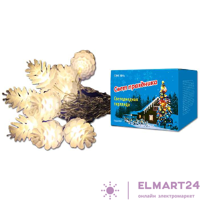 Гирлянда светодиодная «Шишки» ULD-S0280-020/DTA WARM WHITE IP20 PINE CONES 20LED (дл.2.8м) Uniel 9582