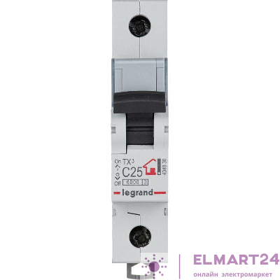 Выключатель автоматический модульный 1п C 25А 6кА TX3 6000 1мод. 230/400В Leg 404030