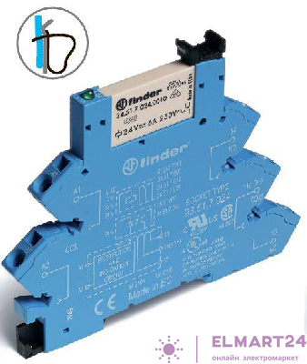 Модуль интерфейсный электромеханич. реле 1CO 6А AgNi 230-240В AC/DC подавление утечки тока IP20 безвин. клеммы (пружинный зажим) FINDER 386132400060
