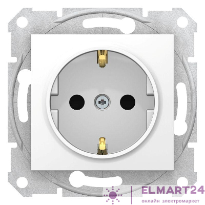 Механизм розетки 1-м СП Sedna 16А IP20 250В с заземл. защ. шторки бел. SchE SDN3000121