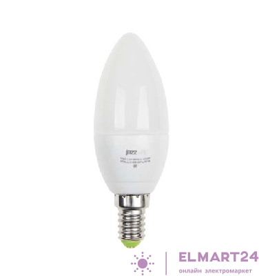 Лампа светодиодная PLED-ECO-C37 5Вт свеча 3000К тепл. бел. E27 400лм 230В JazzWay 2855312A