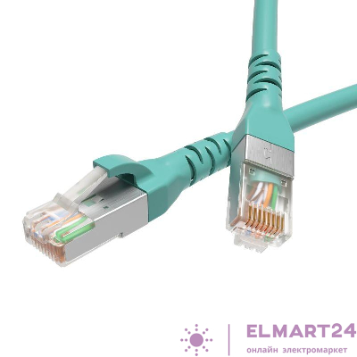 Патч-корд экранированный CAT6A S/FTP 4х2 LSZH 1.5м бирюз. DKC RN6ASF4515AQ