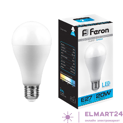 Лампа светодиодная Feron LB-98 Шар E27 20W 6400K 25789