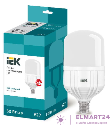 Лампа светодиодная HP 50Вт 4000К нейтр. бел. E27 230В IEK LLE-HP-50-230-40-E27