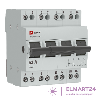 Переключатель трехпозиционный ТПС-63 4P 63А PROxima EKF TPS463