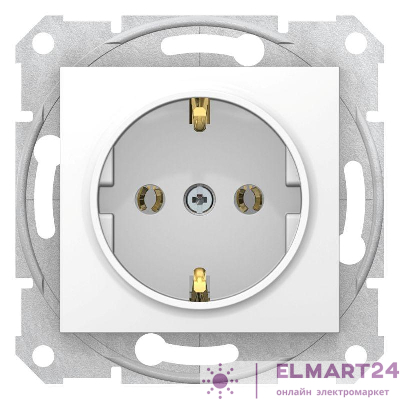 Механизм розетки 1-м СП Sedna 16А IP20 250В с заземл. без защ. шторок бел. SchE SDN3000521