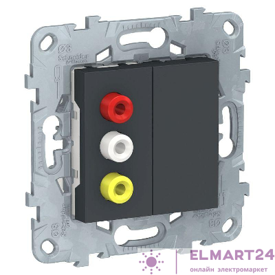 Розетка аудио/видео RCA 3-м Unica New механизм антрацит SchE NU543154