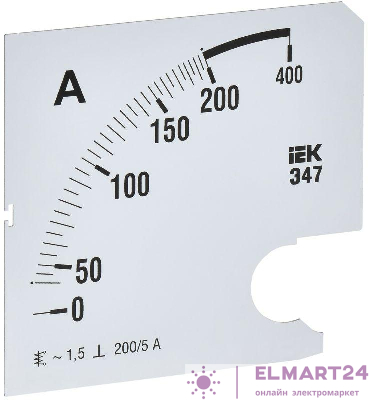 Шкала сменная для амперметра Э47 200/5А-1.5 96х96мм IEK IPA20D-SC-0200