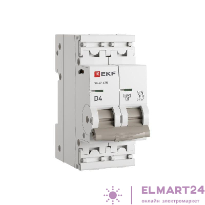 Выключатель автоматический 2п D 4А 4.5кА ВА 47-63N PROxima EKF M634204D