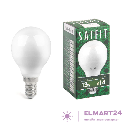 Лампа светодиодная SAFFIT SBG4513 Шарик E14 13W 4000K 55158