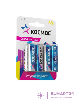 Элемент питания алкалиновый AA/LR6 BP-8 (блист.8шт) КОСМОС KOCLR6BL8