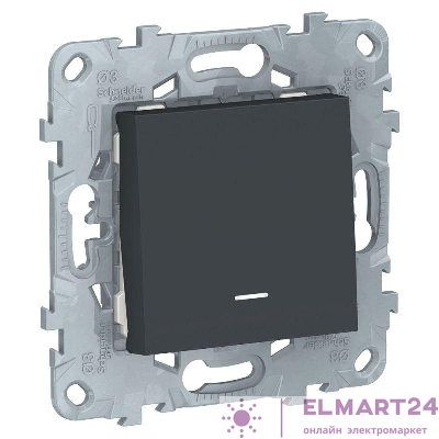 Переключатель 1-кл. 2мод. СП Unica New IP21 (сх. 6а) с подсветкой антрацит SchE NU520354N