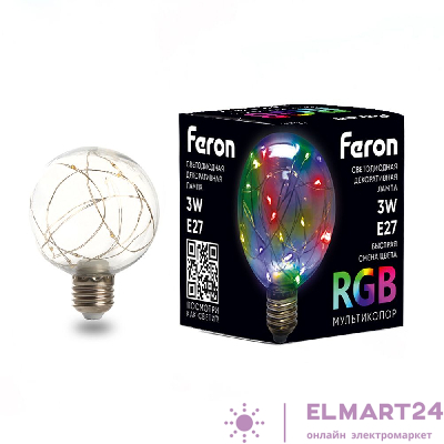 Лампа светодиодная Feron LB-381 E27 3W RGB 41676