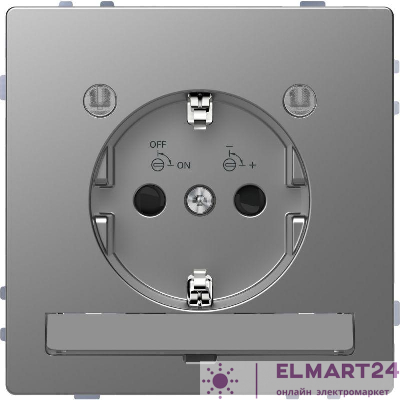 Розетка 1-м СП 1мод. Merten D-Life 16А IP20 с заземл. с LED-модулем SD нерж. сталь SchE MTN2304-6036