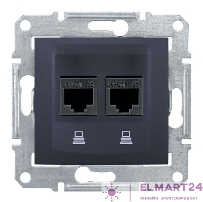 Розетка компьютерная 2-м СП Sedna RJ45 CAT.6 графит SchE SDN4800170