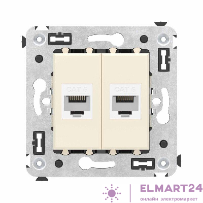 Розетка компьютерная 2-м СП Avanti "Ванильная дымка" RJ45 кат.6 без шторок механизм DKC 4405694