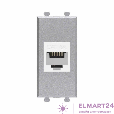 Розетка компьютерная 1мод. Avanti "Закаленная сталь" RJ45 кат.6A без шторок модульная механизм DKC 4404671
