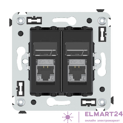 Розетка компьютерная 2-м RJ-45 СП кат.6 экранированная Avanti "Черный матовый" DKC 4412394