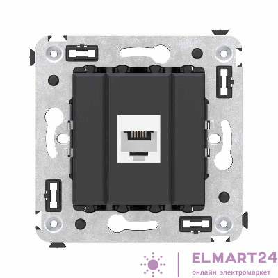 Розетка телефонная 1-м СП Avanti "Черный матовый" RJ12 без шторок механизм DKC 4412613