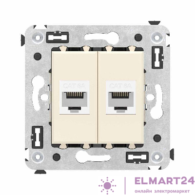 Розетка компьютерная 2-м СП Avanti "Ванильная дымка" RJ45 кат.6A без шторок механизм DKC 4405674