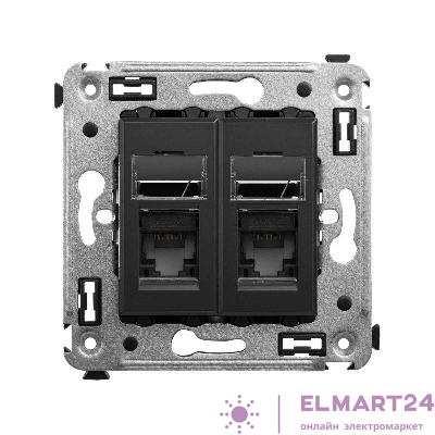 Розетка компьютерная 2-м RJ45 СП кат.6А Avanti "Черный матовый" DKC 4412374