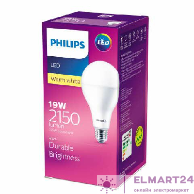 Лампа светодиодная LEDBulb 19W E27 3000К 230В A80 Philips 929002004049