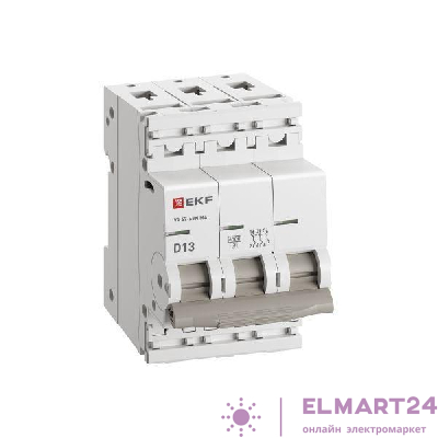 Выключатель автоматический 3п D 13А 6кА ВА 47-63N MA без теплового расцеп. PROxima EKF M63MA6313D