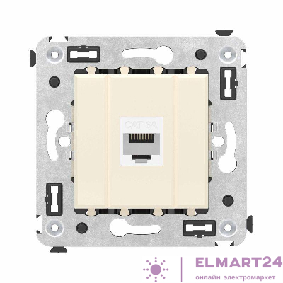 Розетка компьютерная 1-м СП Avanti "Ванильная дымка" RJ45 кат.6A без шторок механизм DKC 4405673
