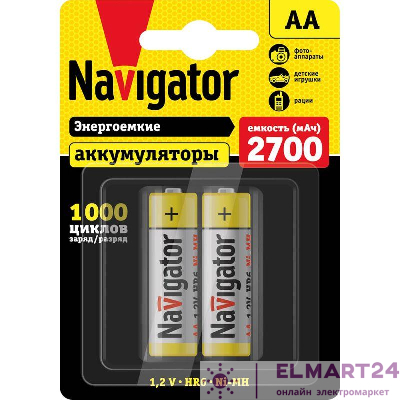 Аккумулятор AA/HR6 94 465 NHR-2700-HR6-BP2 (блист.2шт) Navigator 94465