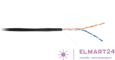 Кабель U/UTP кат.5 (класс D) 2 пары 100МГц ОЖ BC чистая медь внешн.PE до -40град.C черн. (305м) NETLAN EC-UU002-5-PE-BK