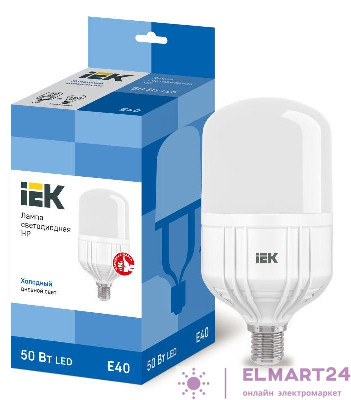 Лампа светодиодная HP 50Вт 230В 6500К E40 IEK LLE-HP-50-230-65-E40