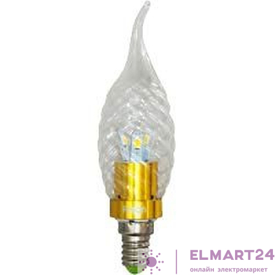 Лампа светодиодная, 6LED(3.5W) 230V E14 6400K золото, LB-78 25372