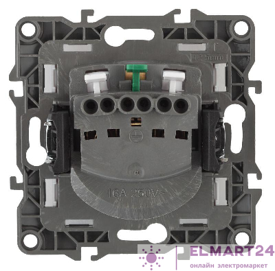 Розетка 1-м СП Эра12 12-2102-01 16А IP20 16AX 250В 2P+E Schuko защ. шторки механизм бел. Эра Б0014687
