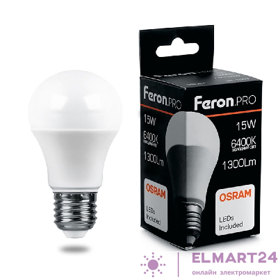 Лампа светодиодная Feron.PRO LB-1015 Шар E27 15W 6400K 38037